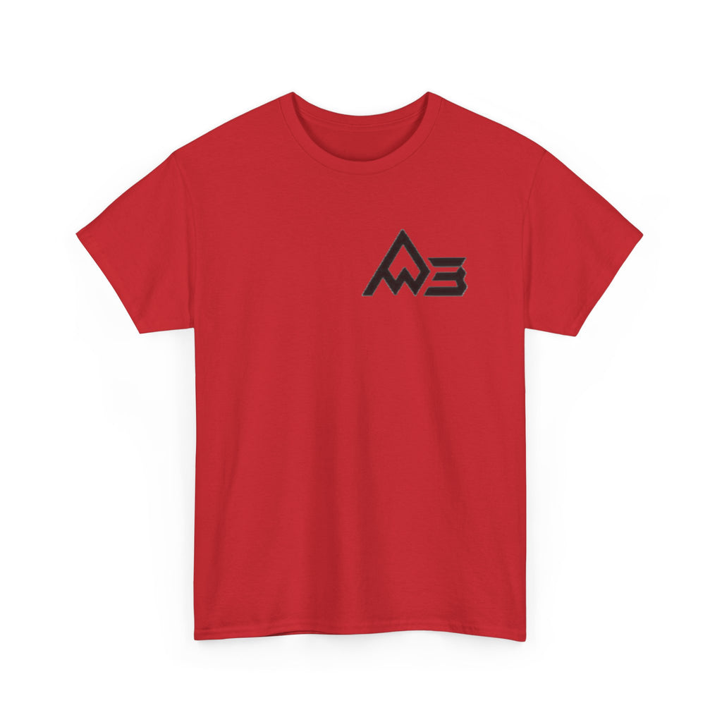 Graphic Tee — Geometric Emblem Back Print with Minimal Front Logo