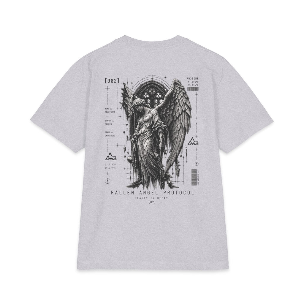 Fallen Angel Graphic Tee — Gothic Angel Illustration Short Sleeve Shirt