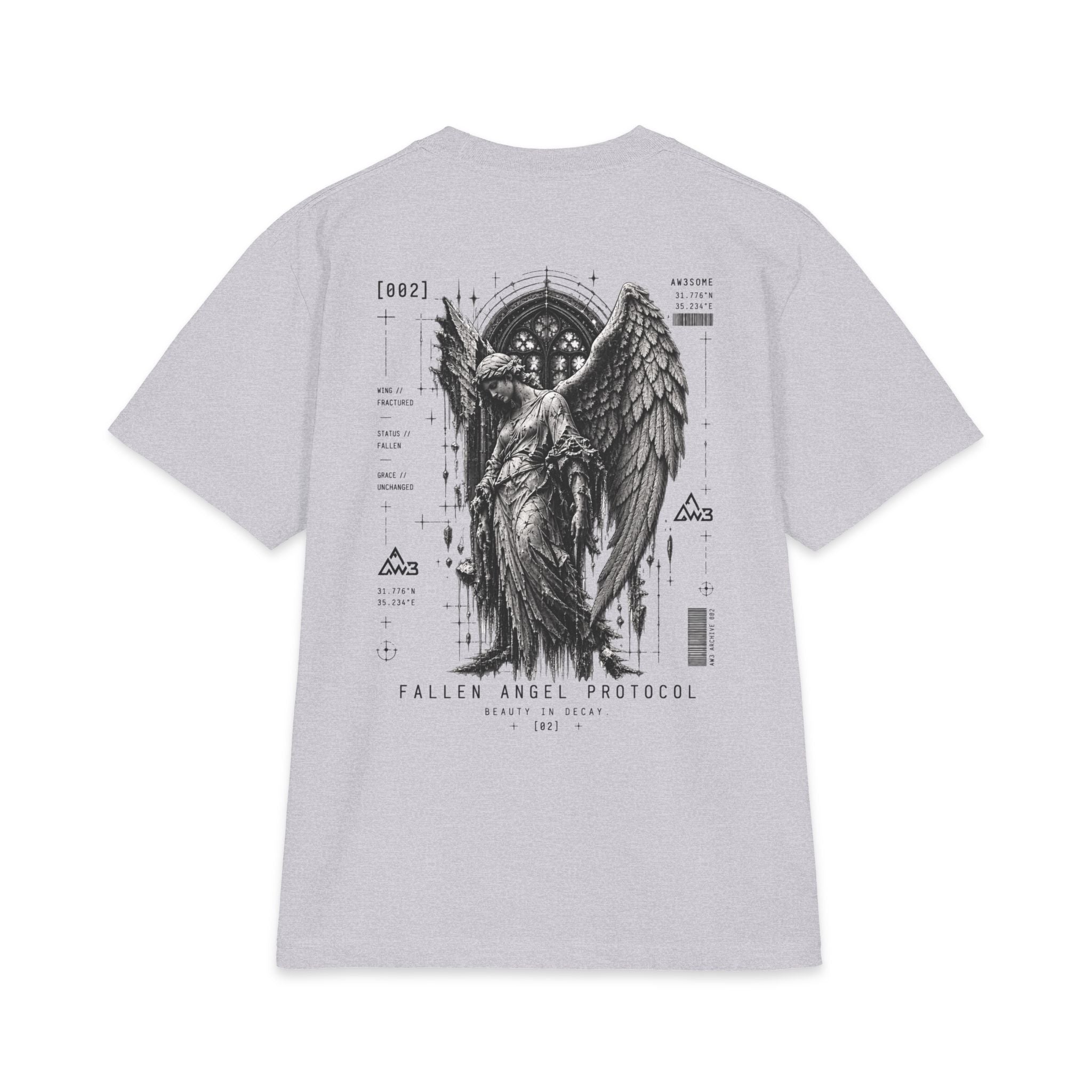 Fallen Angel Graphic Tee — Gothic Angel Illustration Short Sleeve Shirt