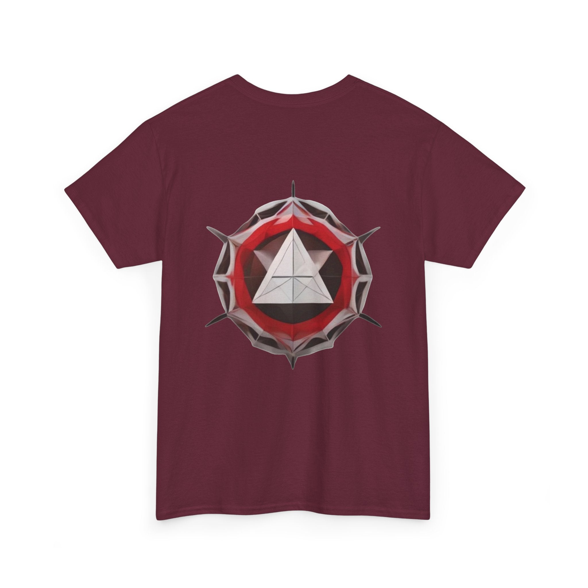 Graphic Tee — Geometric Emblem Back Print with Minimal Front Logo
