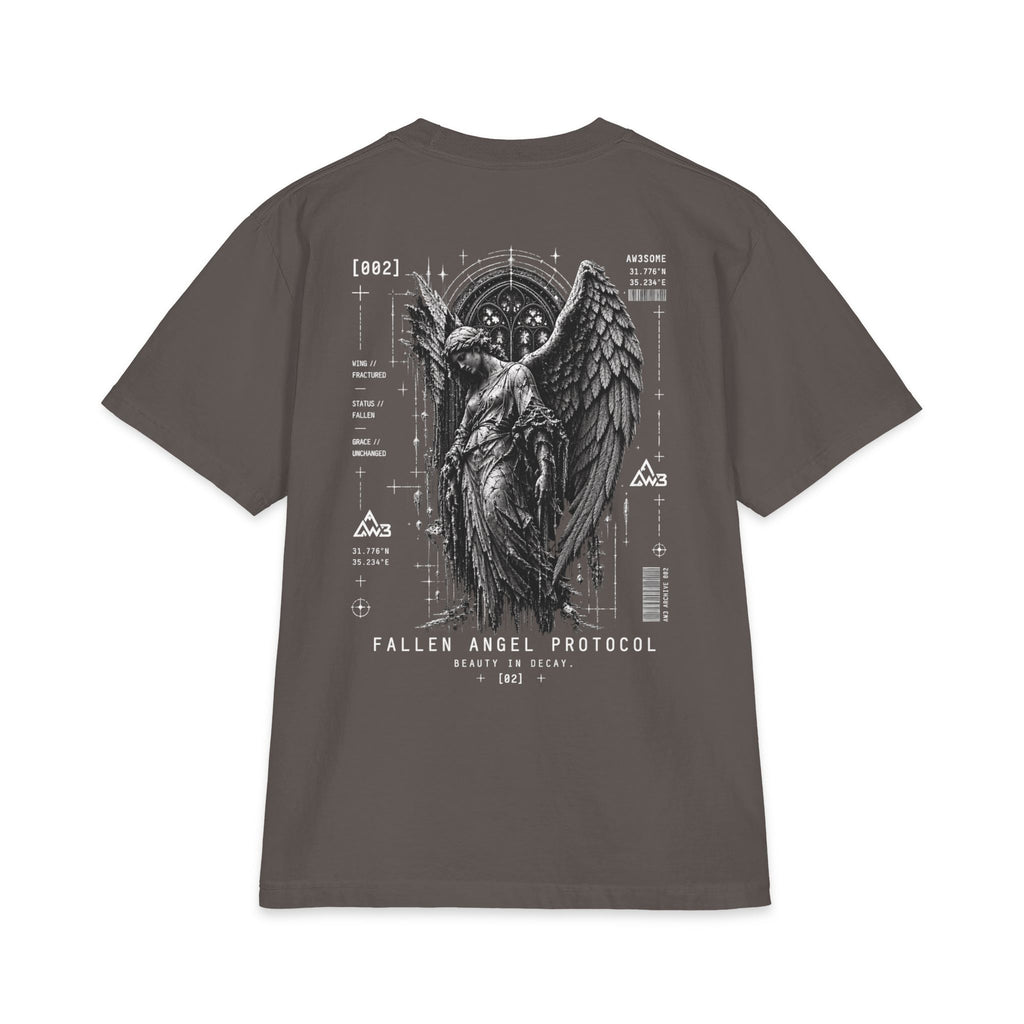 Fallen Angel Graphic Tee — Gothic Angel Illustration Short Sleeve Shirt