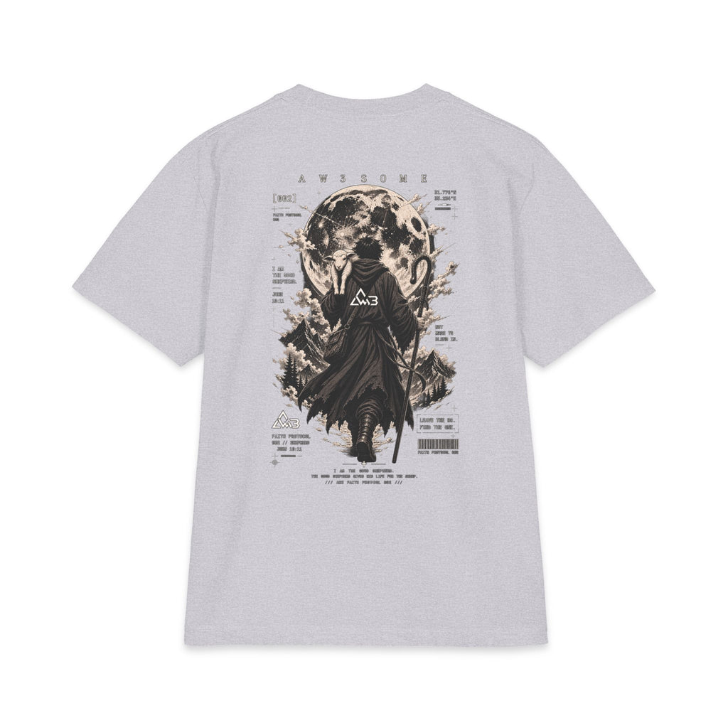 Moonlit Wanderer Graphic Tee — Mystical Cloaked Figure T-Shirt