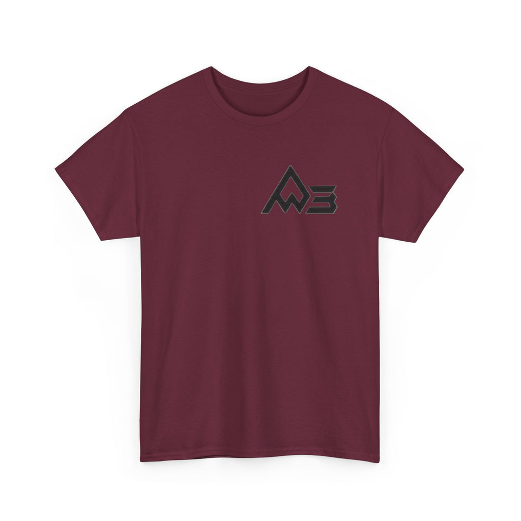 Graphic Tee — Geometric Emblem Back Print with Minimal Front Logo