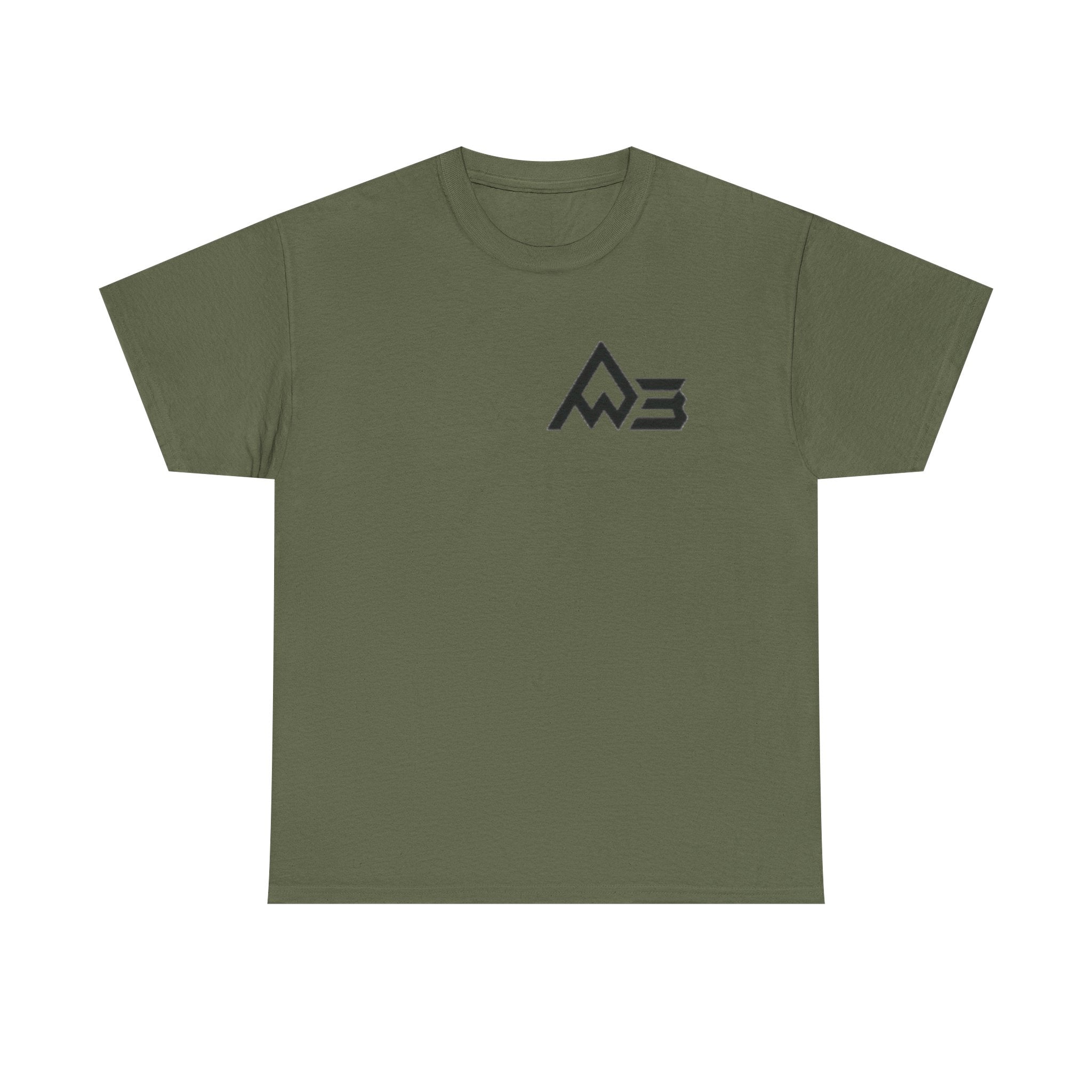 Graphic Tee — Geometric Emblem Back Print with Minimal Front Logo