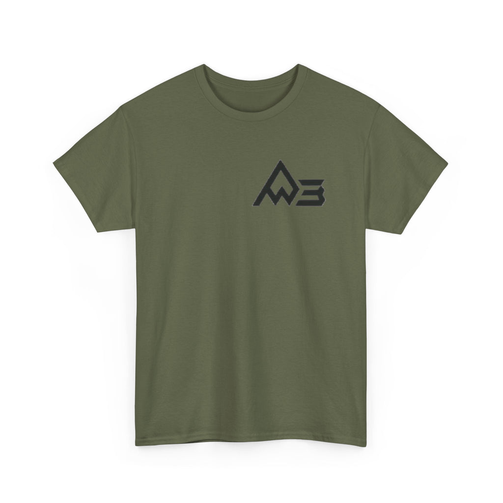 Graphic Tee — Geometric Emblem Back Print with Minimal Front Logo