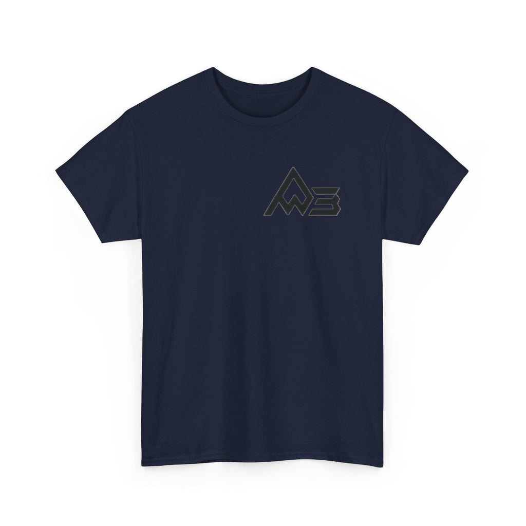 Graphic Tee — Geometric Emblem Back Print with Minimal Front Logo