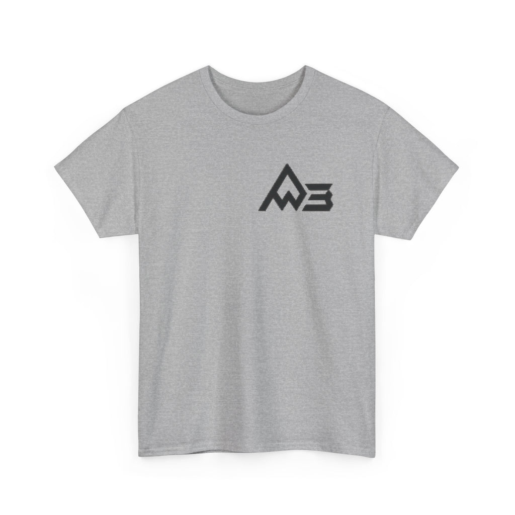Graphic Tee — Geometric Emblem Back Print with Minimal Front Logo