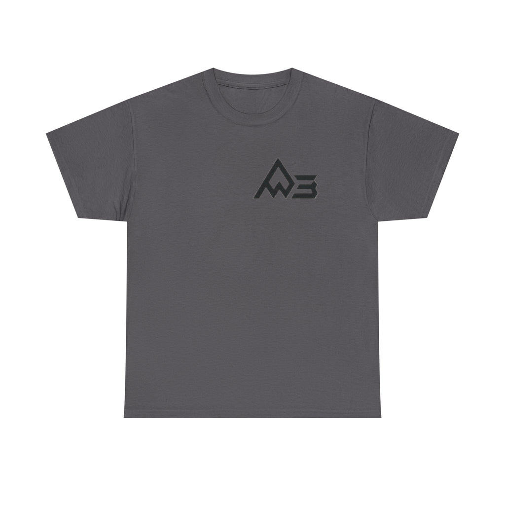 Graphic Tee — Geometric Emblem Back Print with Minimal Front Logo
