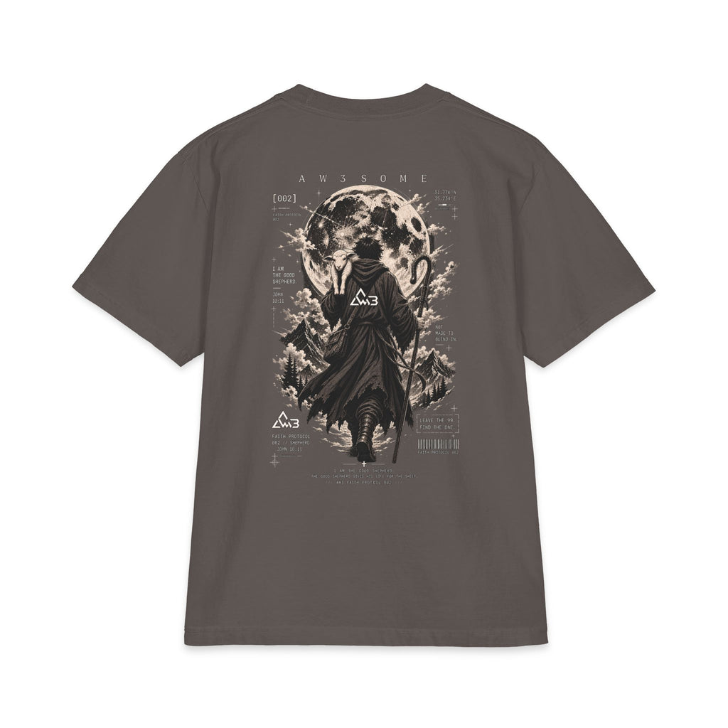 Moonlit Wanderer Graphic Tee — Mystical Cloaked Figure T-Shirt