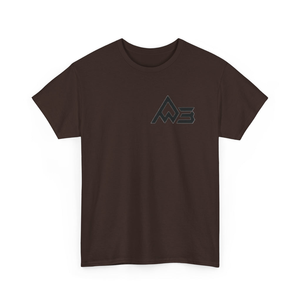 Graphic Tee — Geometric Emblem Back Print with Minimal Front Logo