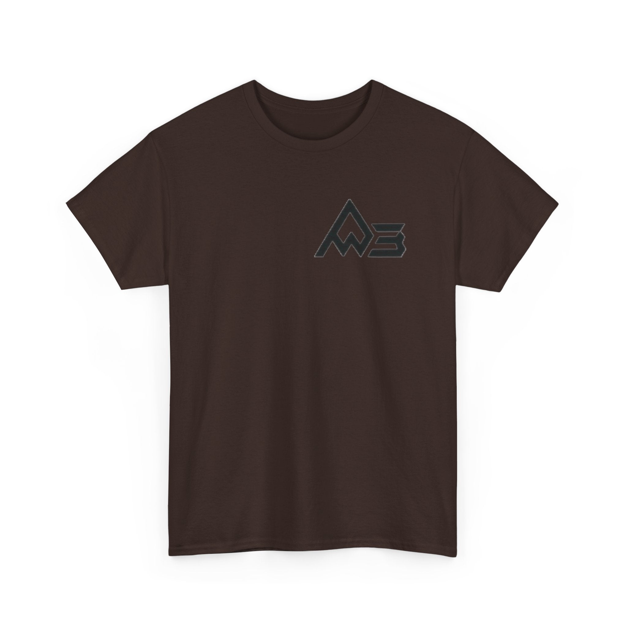 Graphic Tee — Geometric Emblem Back Print with Minimal Front Logo