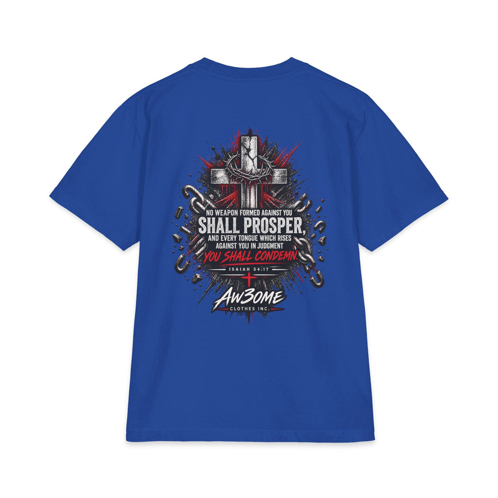 Warrior Crest T-Shirt — 'No Weapon Formed Against Me Shall Prosper' Inspirational Graphic Tee