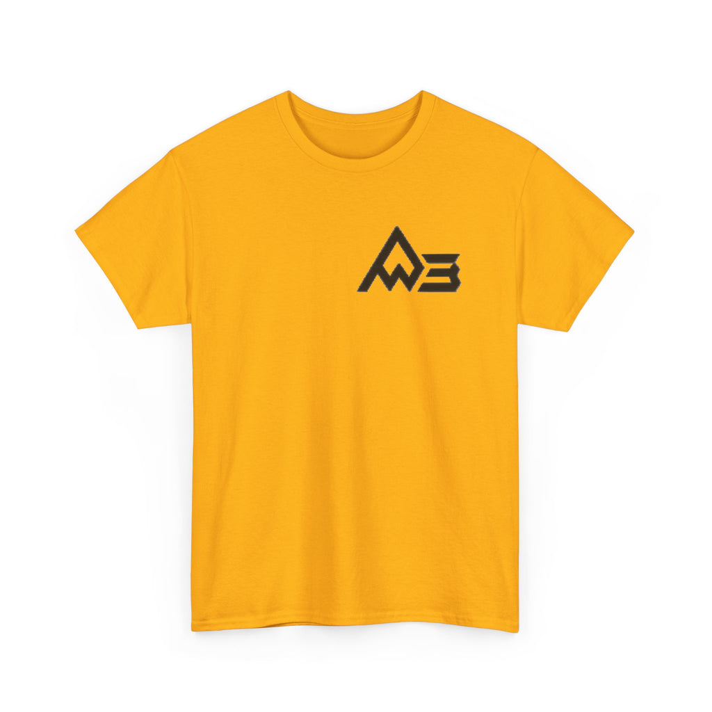 Graphic Tee — Geometric Emblem Back Print with Minimal Front Logo
