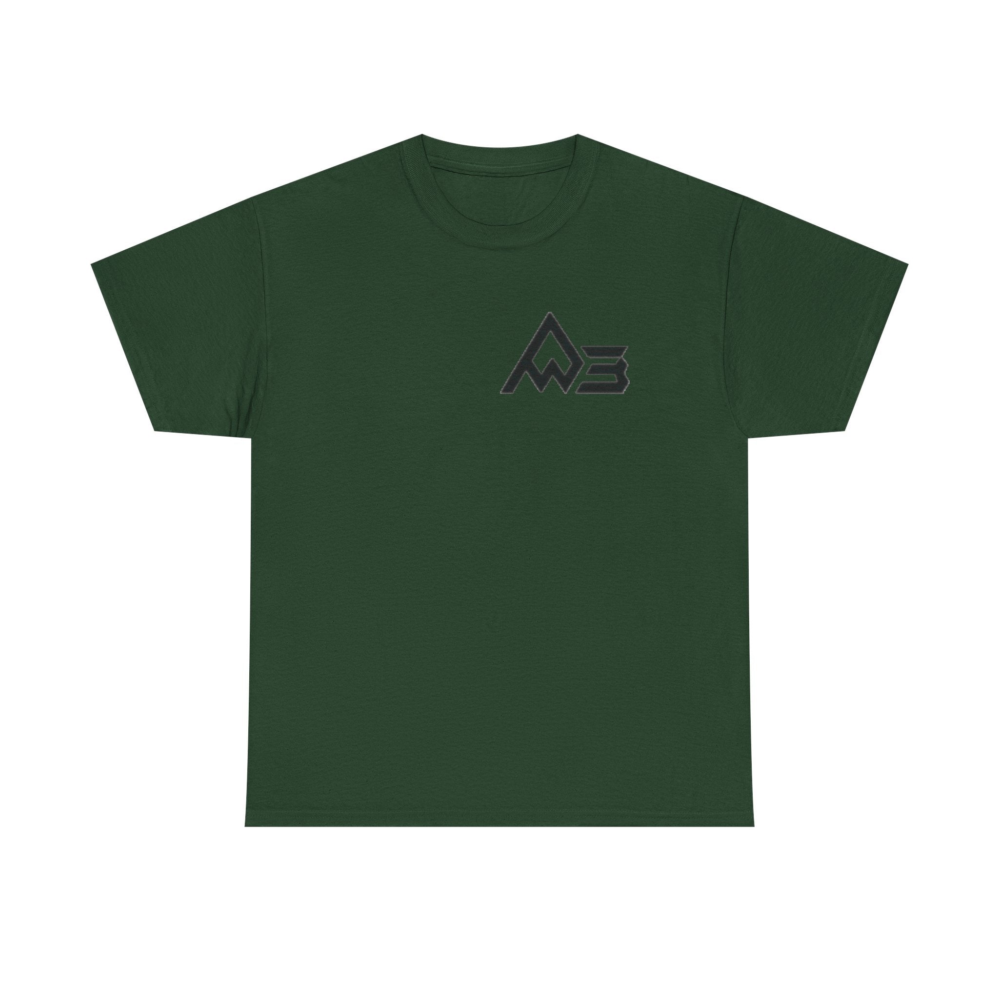 Graphic Tee — Geometric Emblem Back Print with Minimal Front Logo