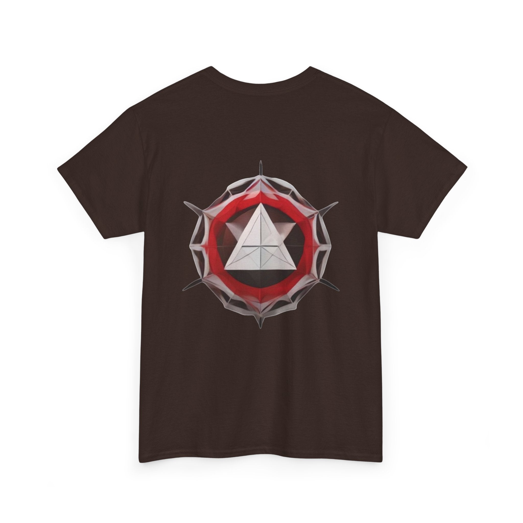 Graphic Tee — Geometric Emblem Back Print with Minimal Front Logo