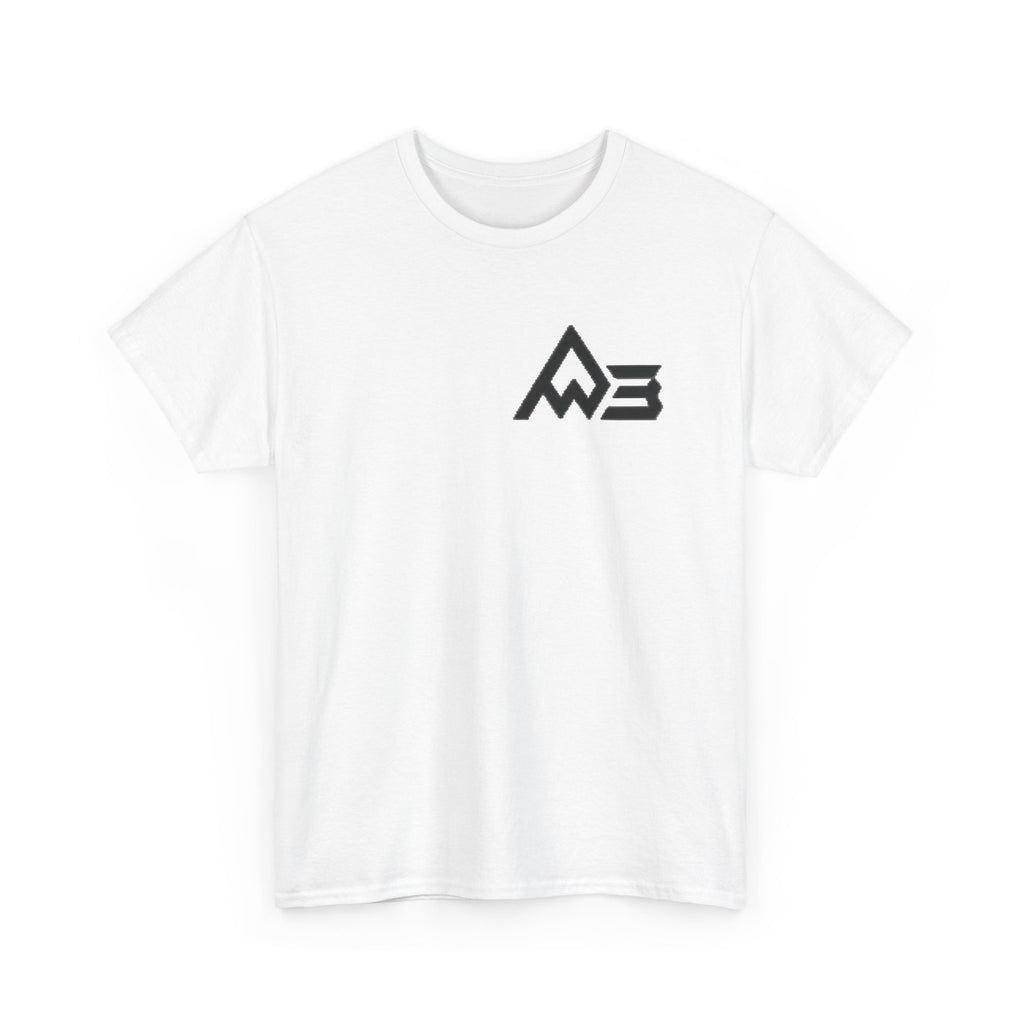Graphic Tee — Geometric Emblem Back Print with Minimal Front Logo
