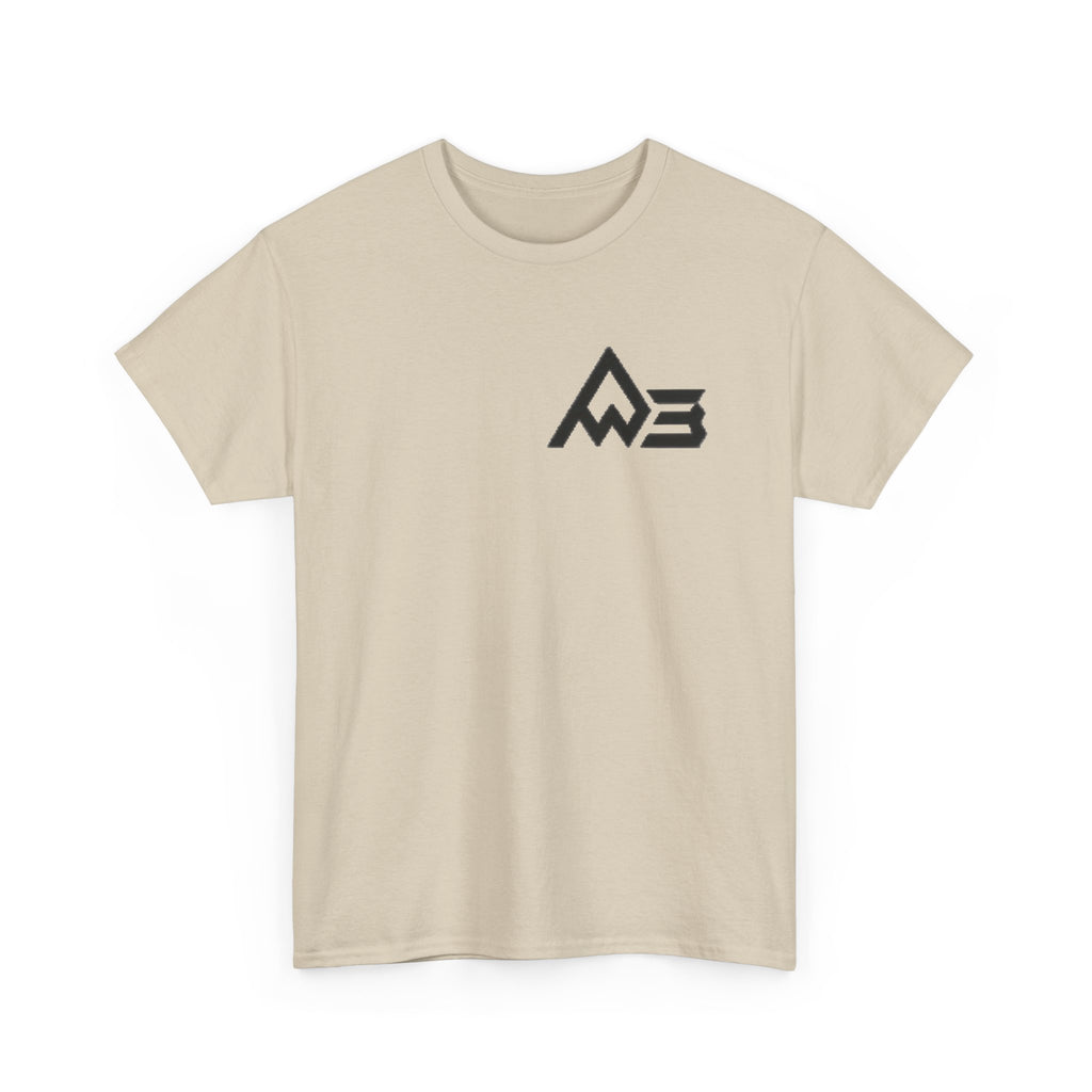 Graphic Tee — Geometric Emblem Back Print with Minimal Front Logo