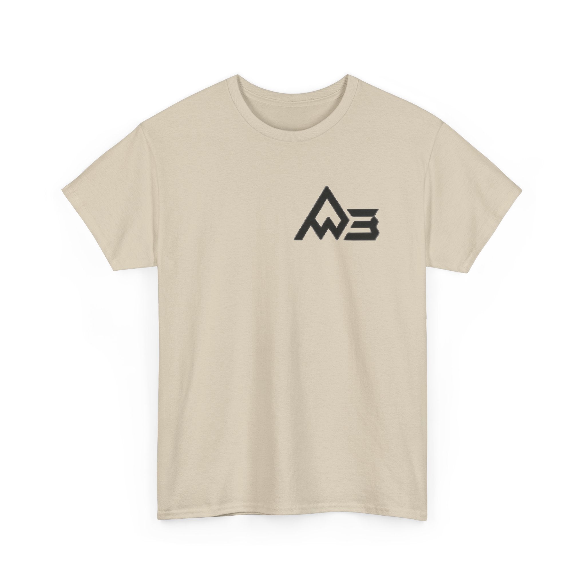 Graphic Tee — Geometric Emblem Back Print with Minimal Front Logo