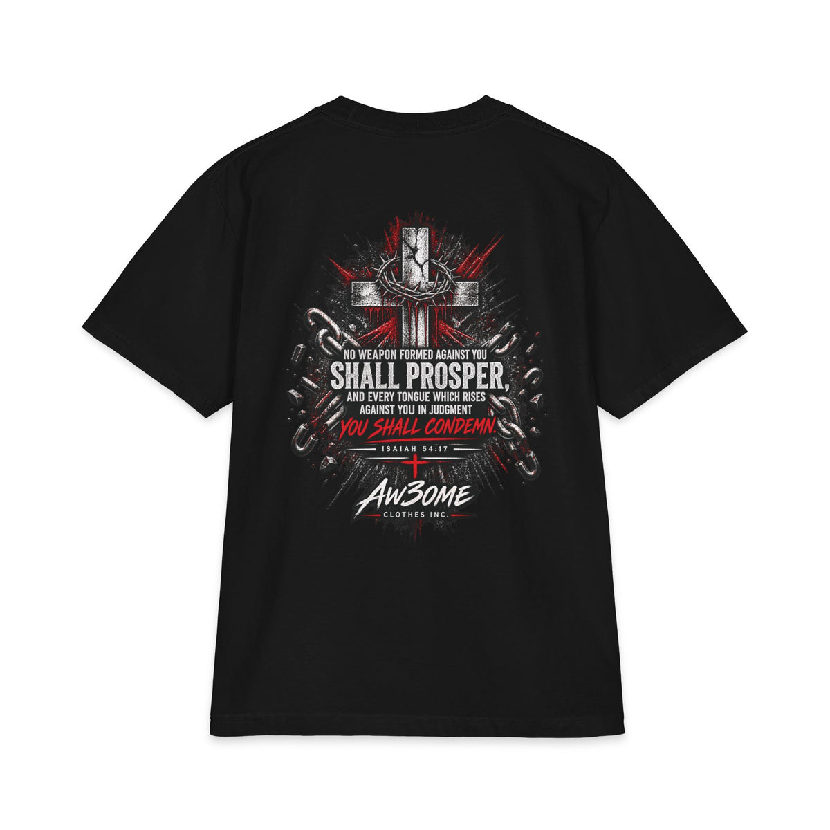 Warrior Crest T-Shirt — 'No Weapon Formed Against Me Shall Prosper' Inspirational Graphic Tee
