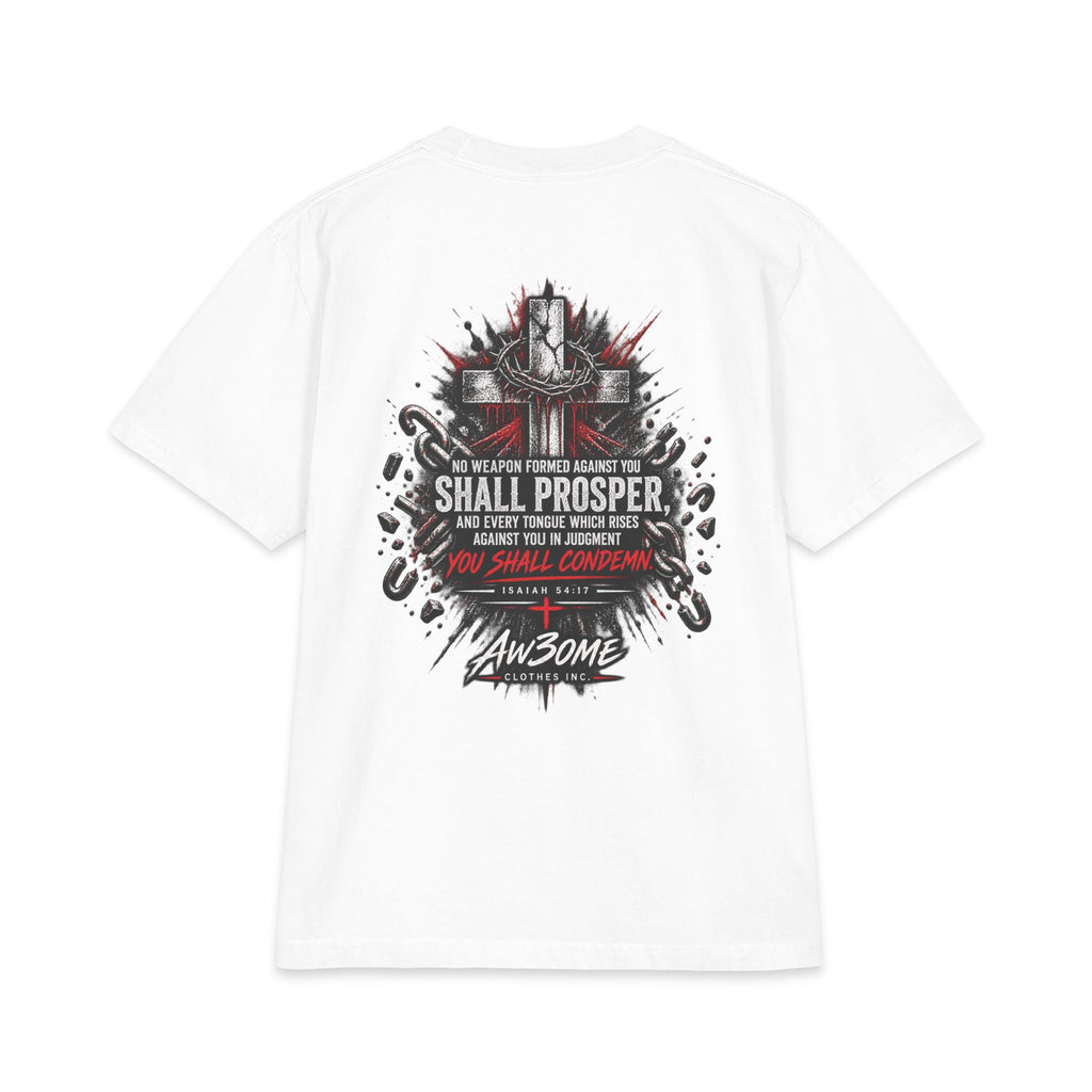 Warrior Crest T-Shirt — 'No Weapon Formed Against Me Shall Prosper' Inspirational Graphic Tee