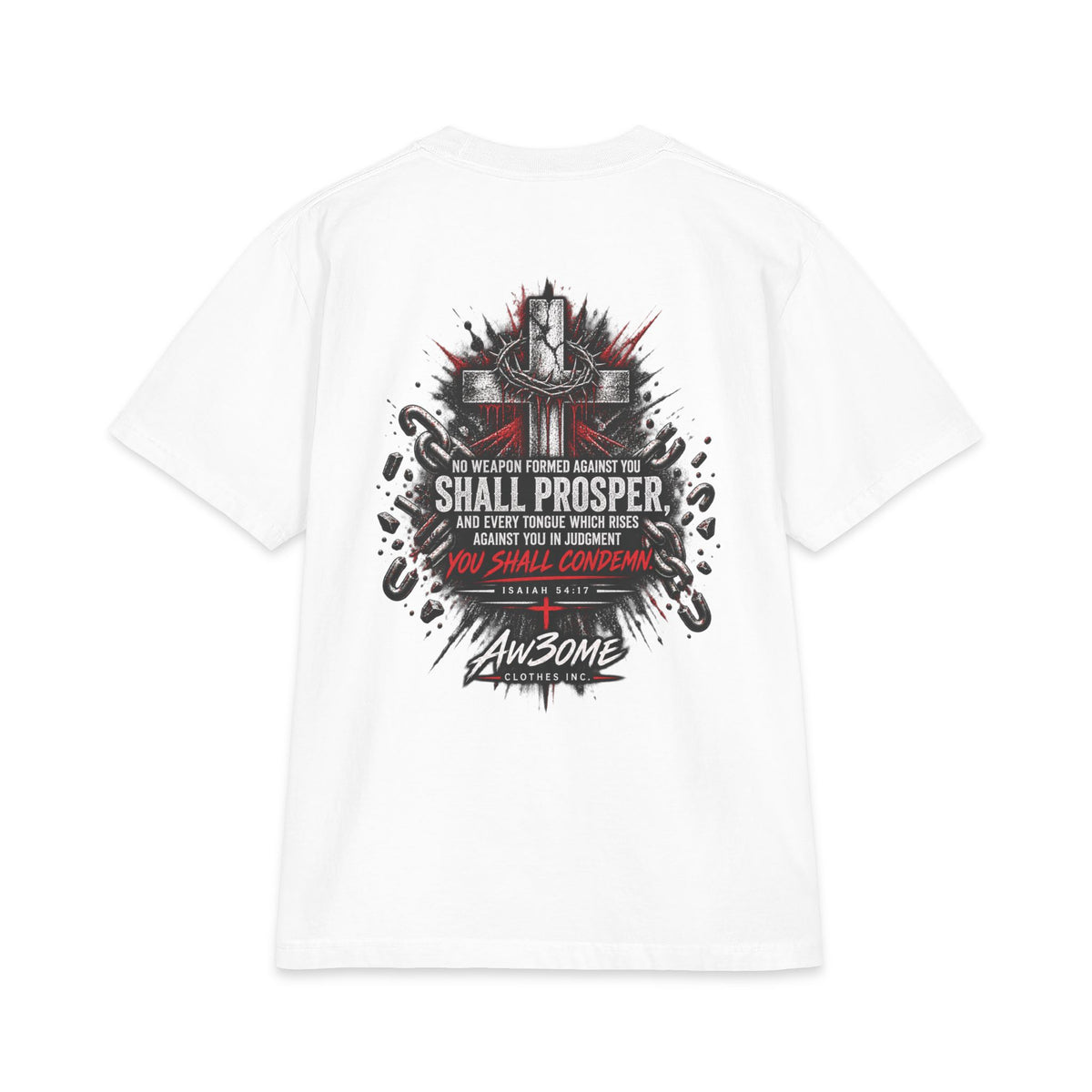 Warrior Crest T-Shirt — 'No Weapon Formed Against Me Shall Prosper' Inspirational Graphic Tee