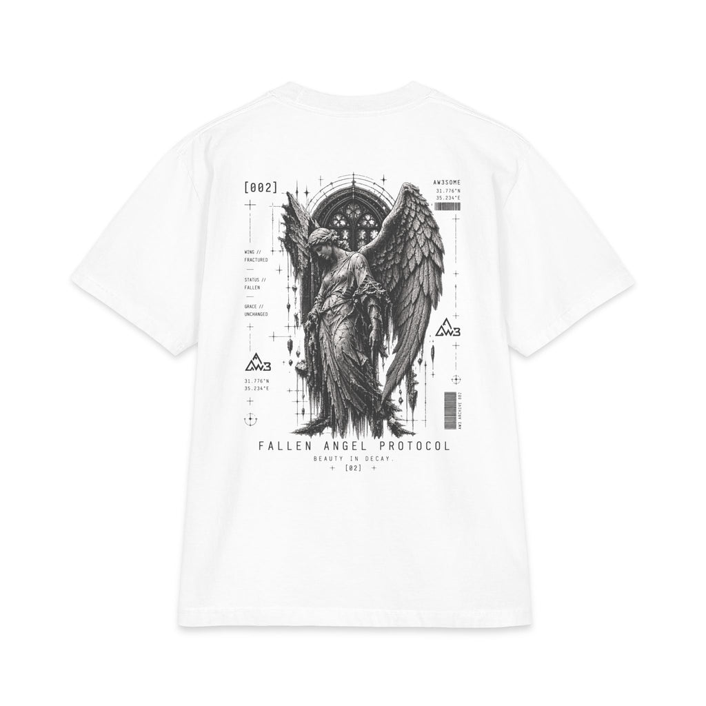 Fallen Angel Graphic Tee — Gothic Angel Illustration Short Sleeve Shirt