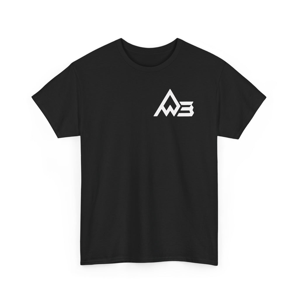 Graphic Tee — Geometric Emblem Back Print with Minimal Front Logo