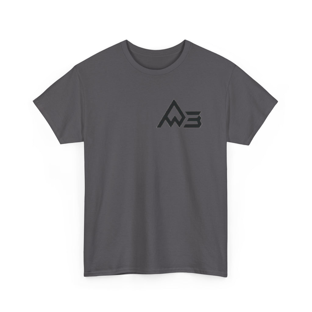Graphic Tee — Geometric Emblem Back Print with Minimal Front Logo