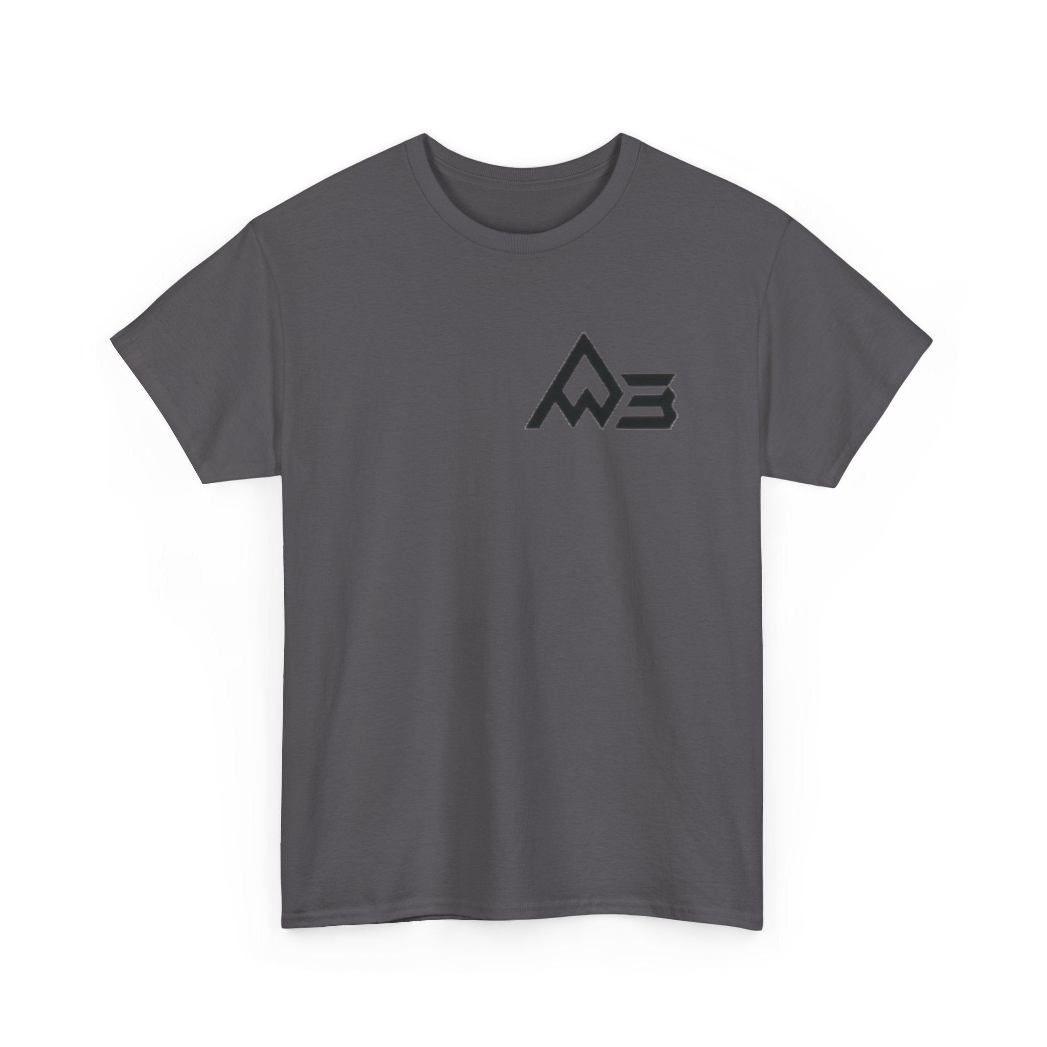 Graphic Tee — Geometric Emblem Back Print with Minimal Front Logo