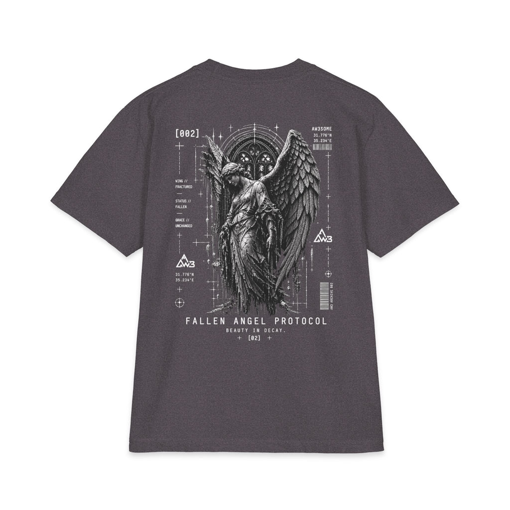 Fallen Angel Graphic Tee — Gothic Angel Illustration Short Sleeve Shirt