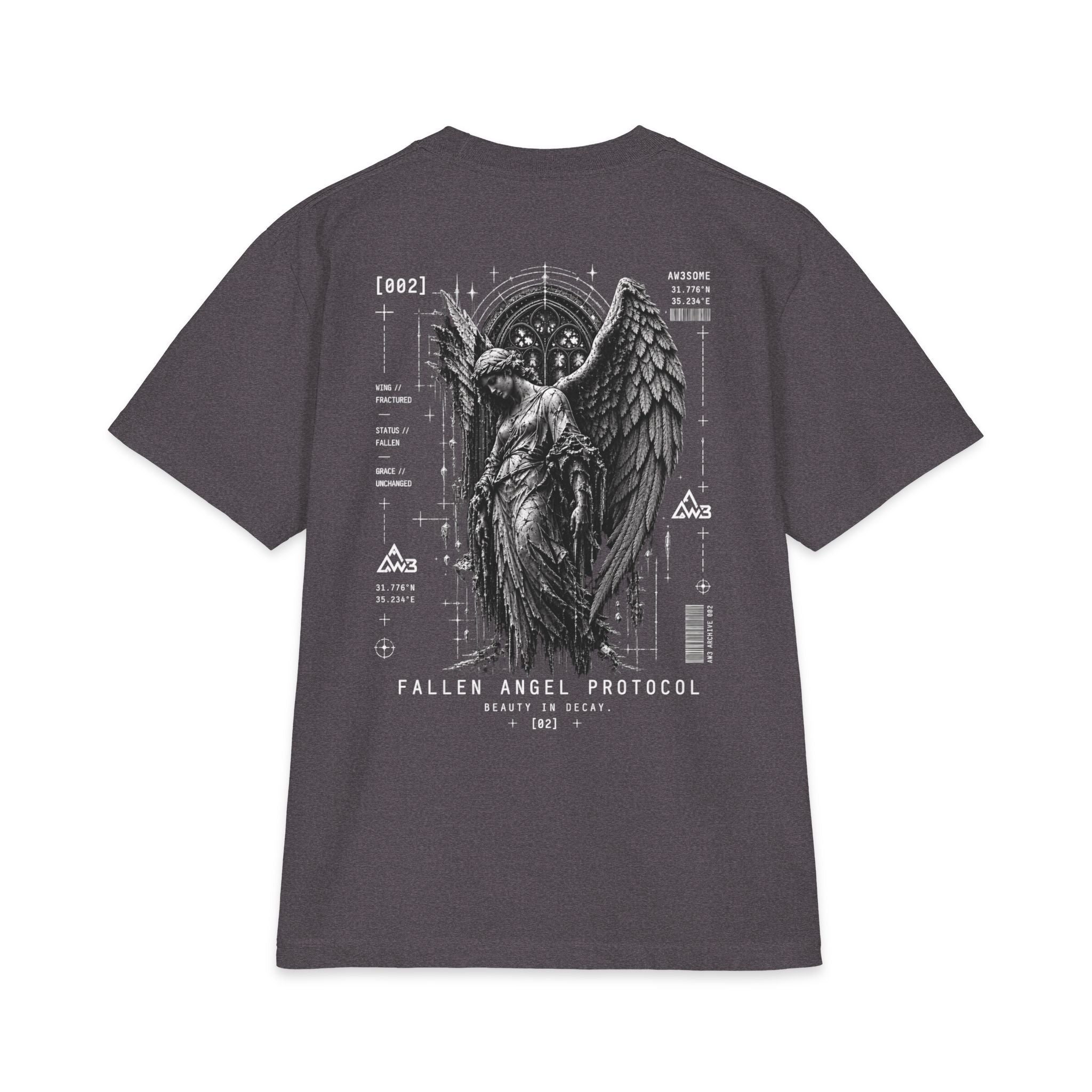 Fallen Angel Graphic Tee — Gothic Angel Illustration Short Sleeve Shirt