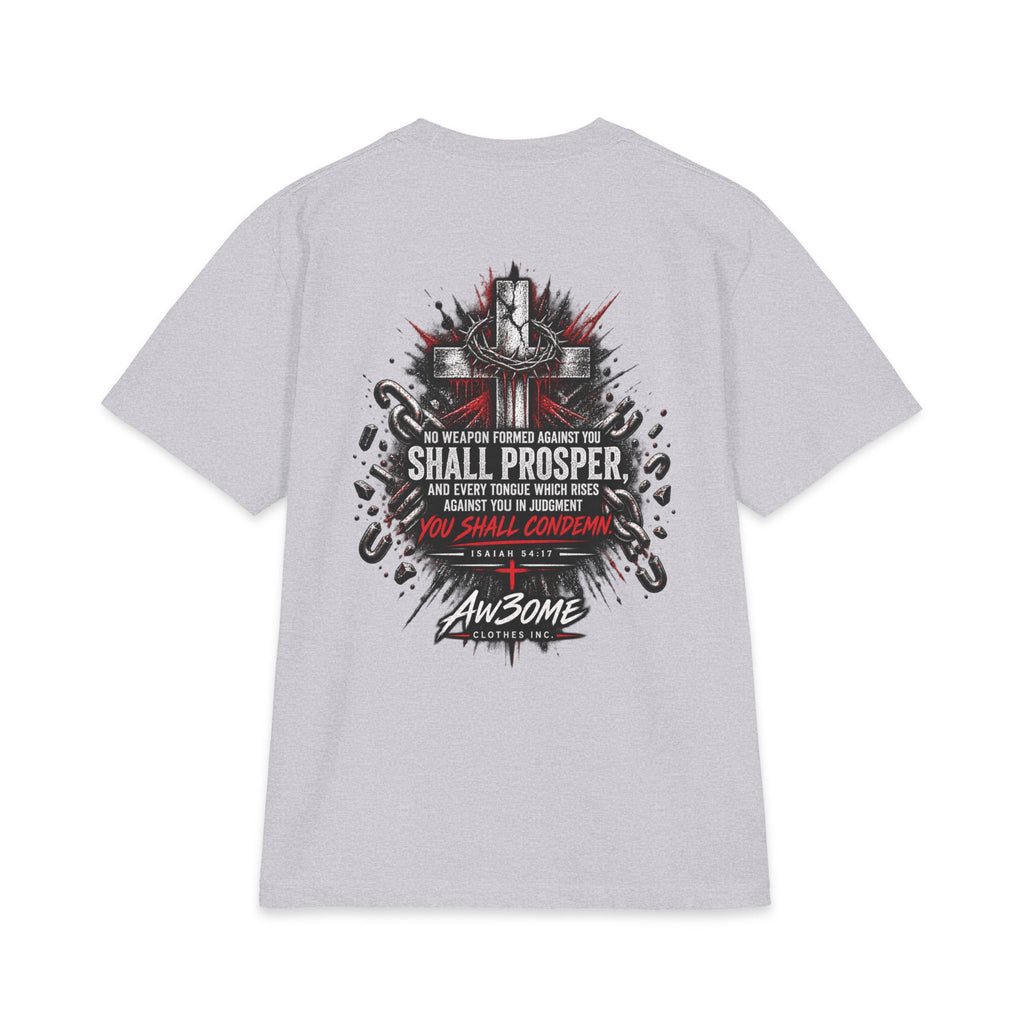 Warrior Crest T-Shirt — 'No Weapon Formed Against Me Shall Prosper' Inspirational Graphic Tee