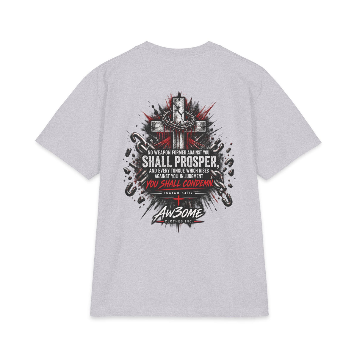 Warrior Crest T-Shirt — 'No Weapon Formed Against Me Shall Prosper' Inspirational Graphic Tee