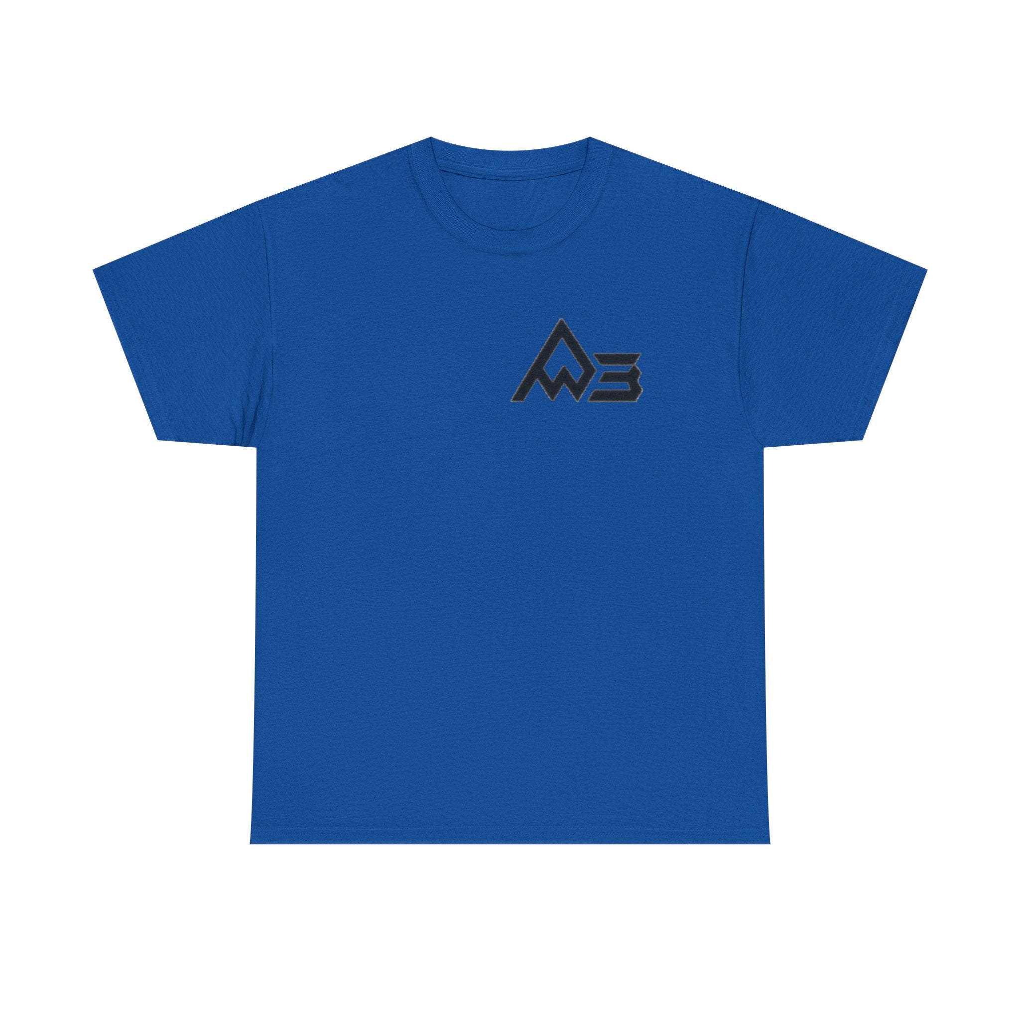 Graphic Tee — Geometric Emblem Back Print with Minimal Front Logo