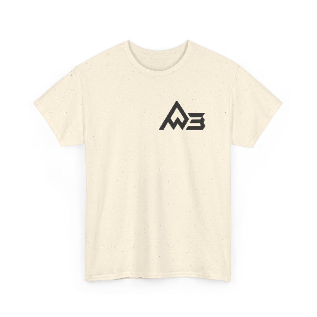 Graphic Tee — Geometric Emblem Back Print with Minimal Front Logo