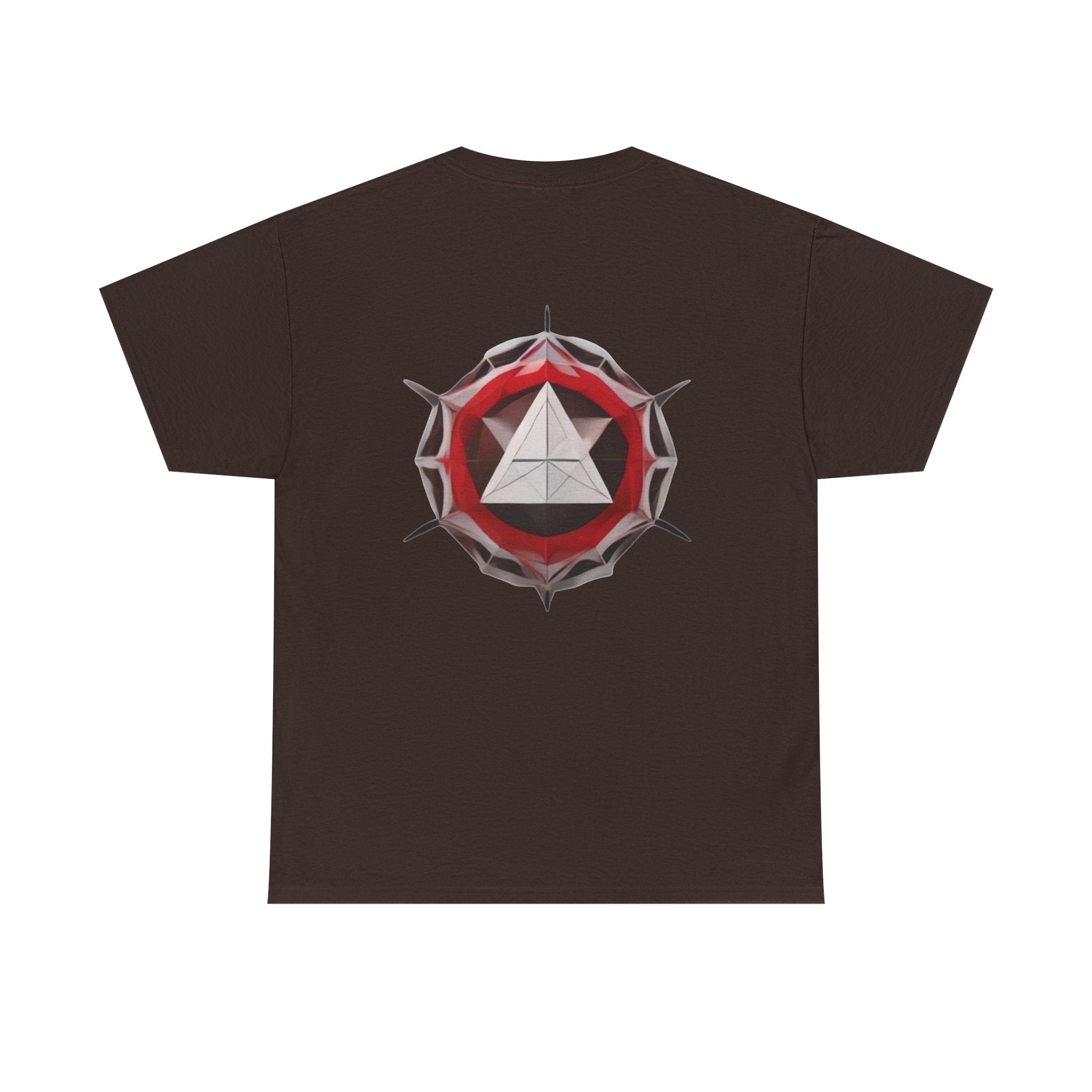 Graphic Tee — Geometric Emblem Back Print with Minimal Front Logo