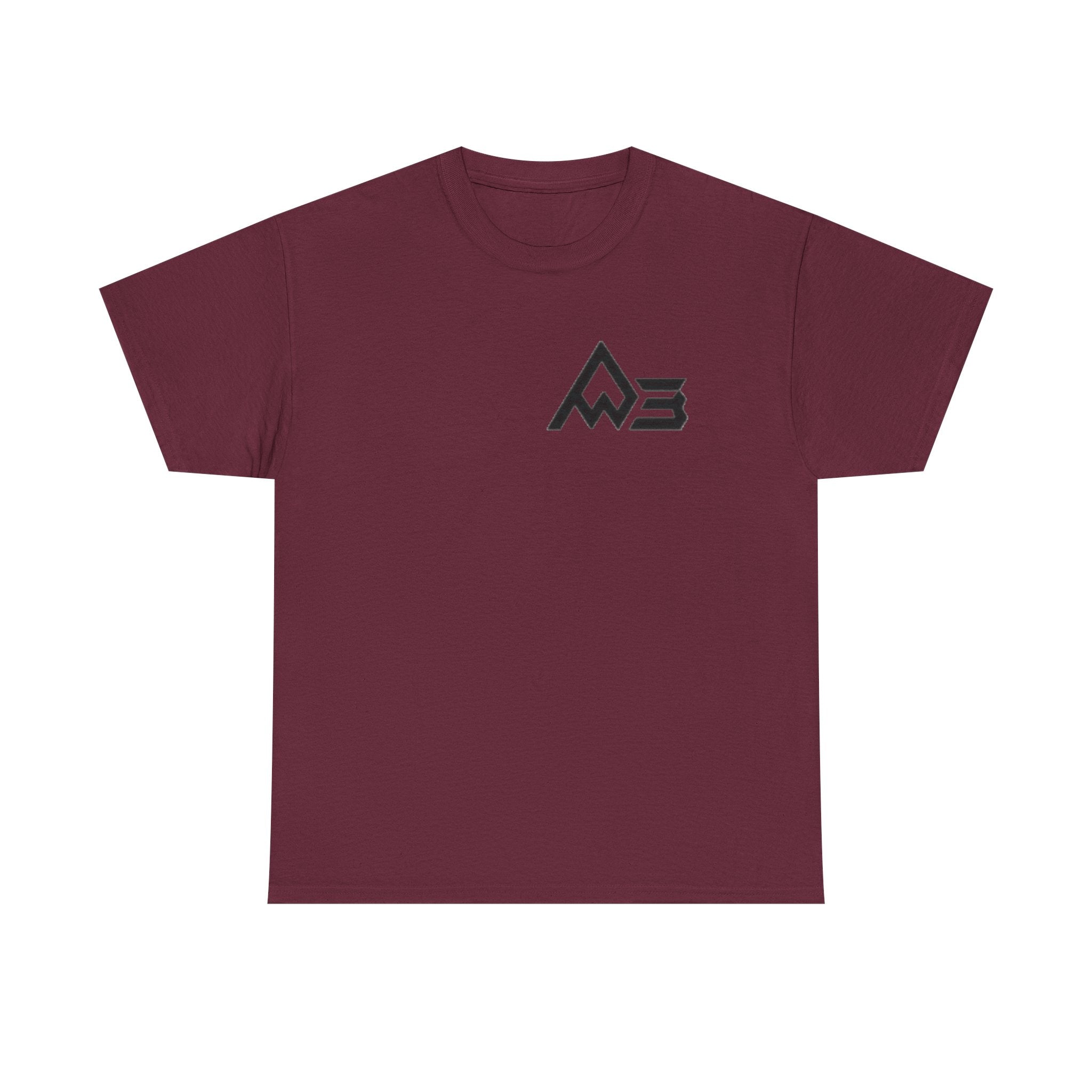 Graphic Tee — Geometric Emblem Back Print with Minimal Front Logo