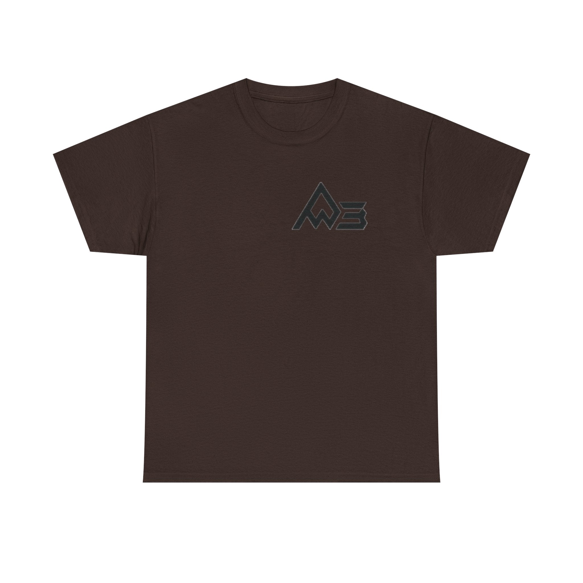Graphic Tee — Geometric Emblem Back Print with Minimal Front Logo