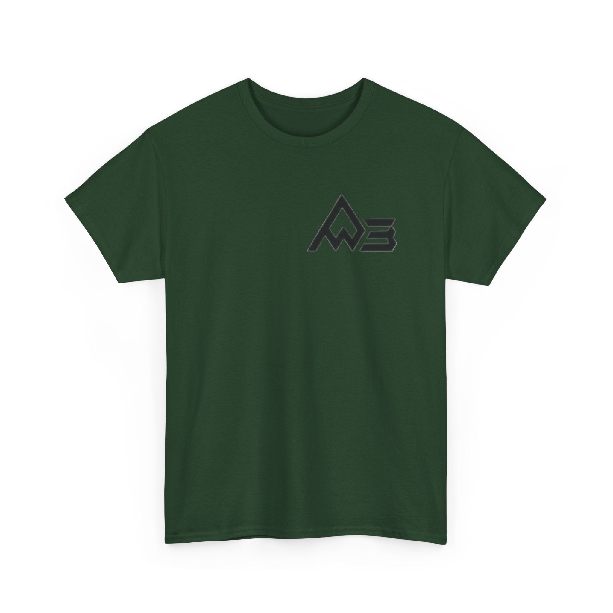 Graphic Tee — Geometric Emblem Back Print with Minimal Front Logo