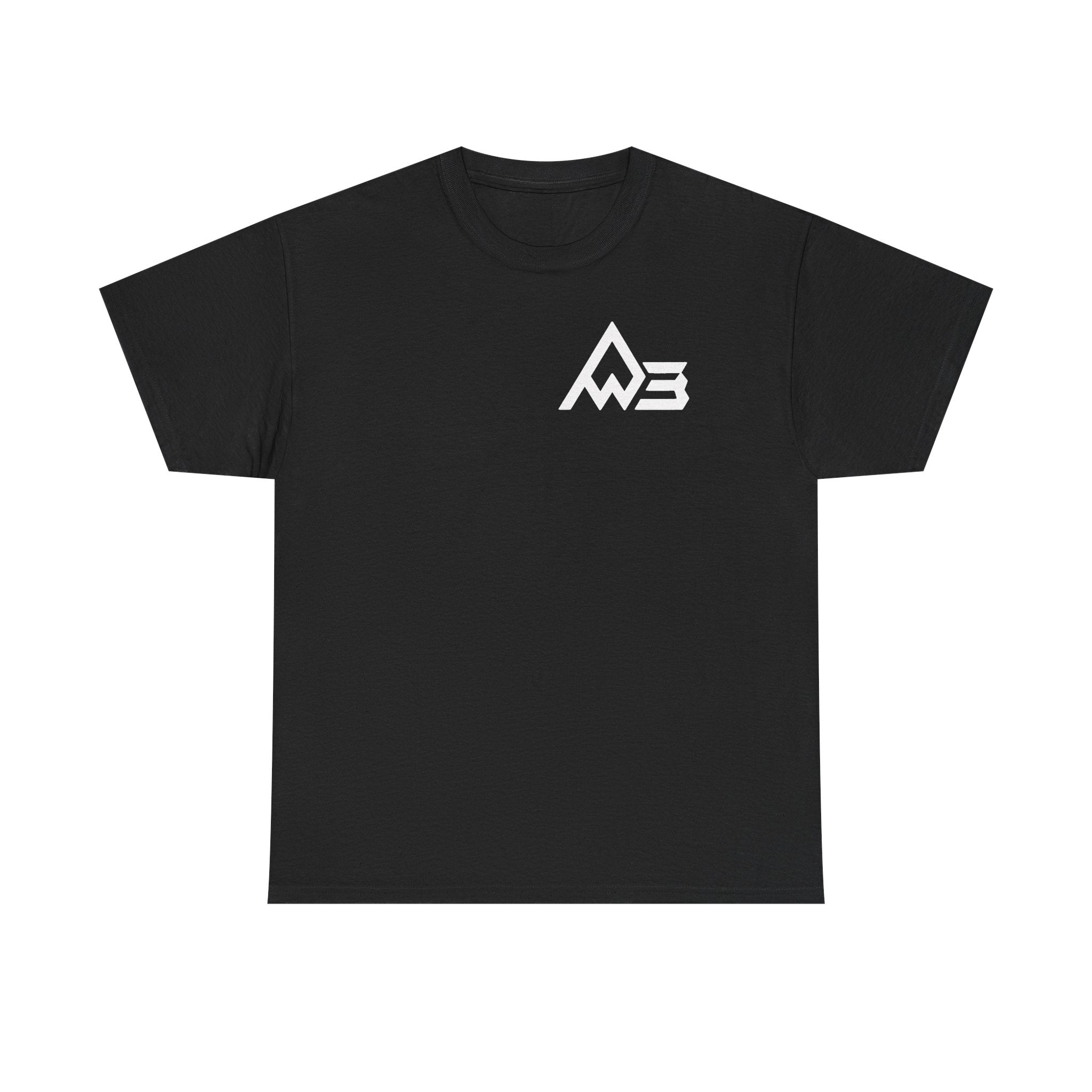 Graphic Tee — Geometric Emblem Back Print with Minimal Front Logo