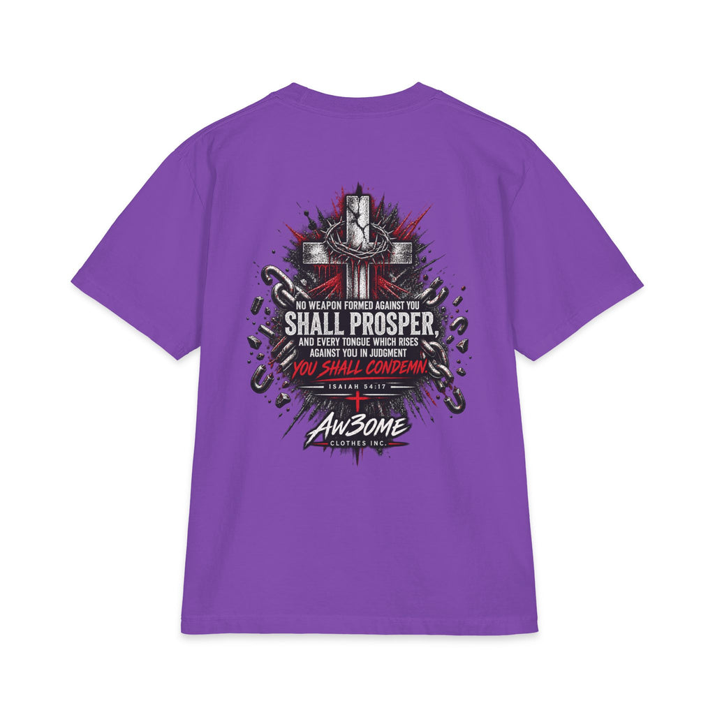 Warrior Crest T-Shirt — 'No Weapon Formed Against Me Shall Prosper' Inspirational Graphic Tee
