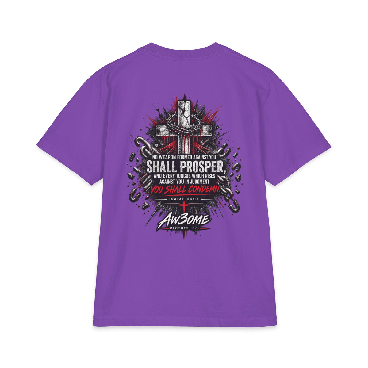 Warrior Crest T-Shirt — 'No Weapon Formed Against Me Shall Prosper' Inspirational Graphic Tee