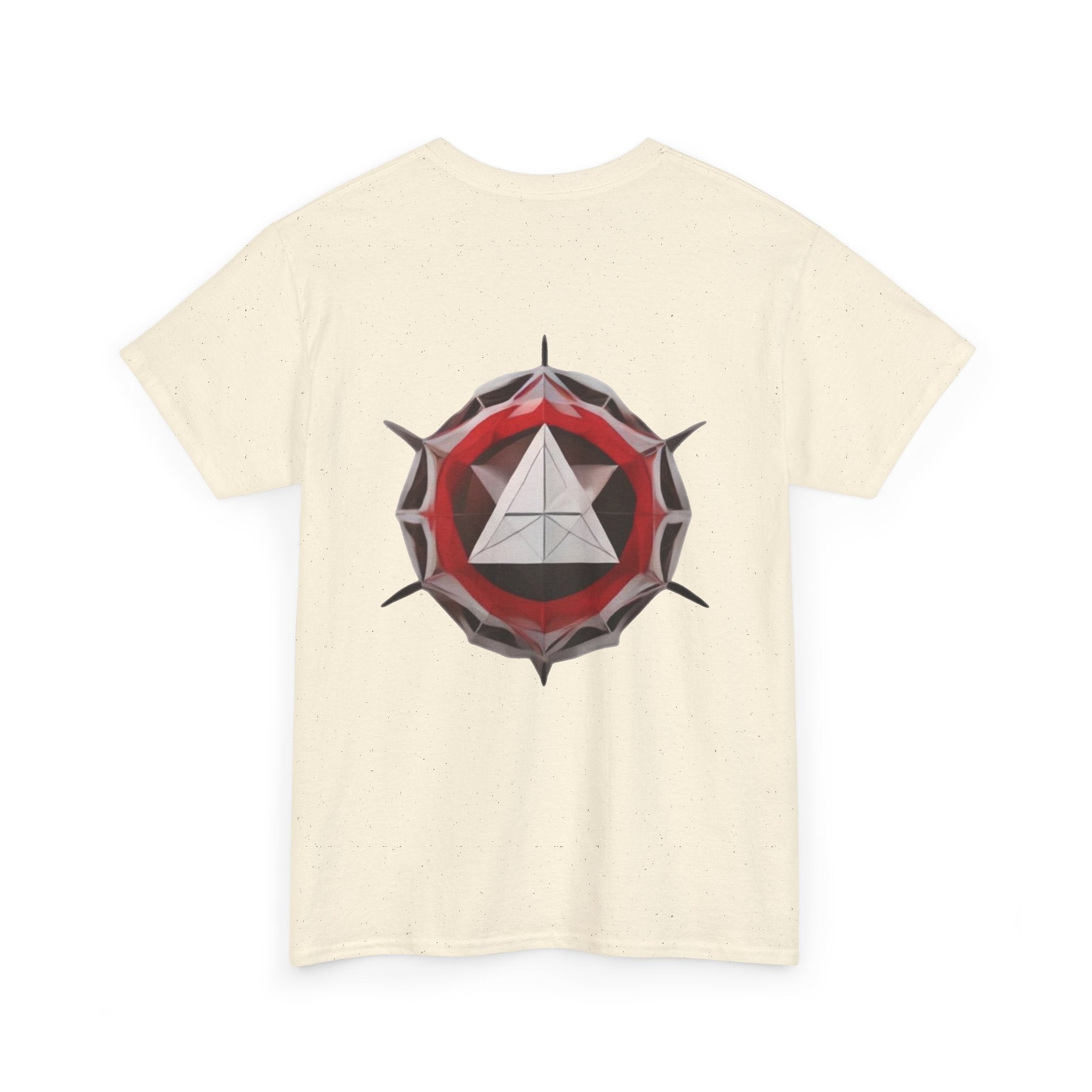 Graphic Tee — Geometric Emblem Back Print with Minimal Front Logo