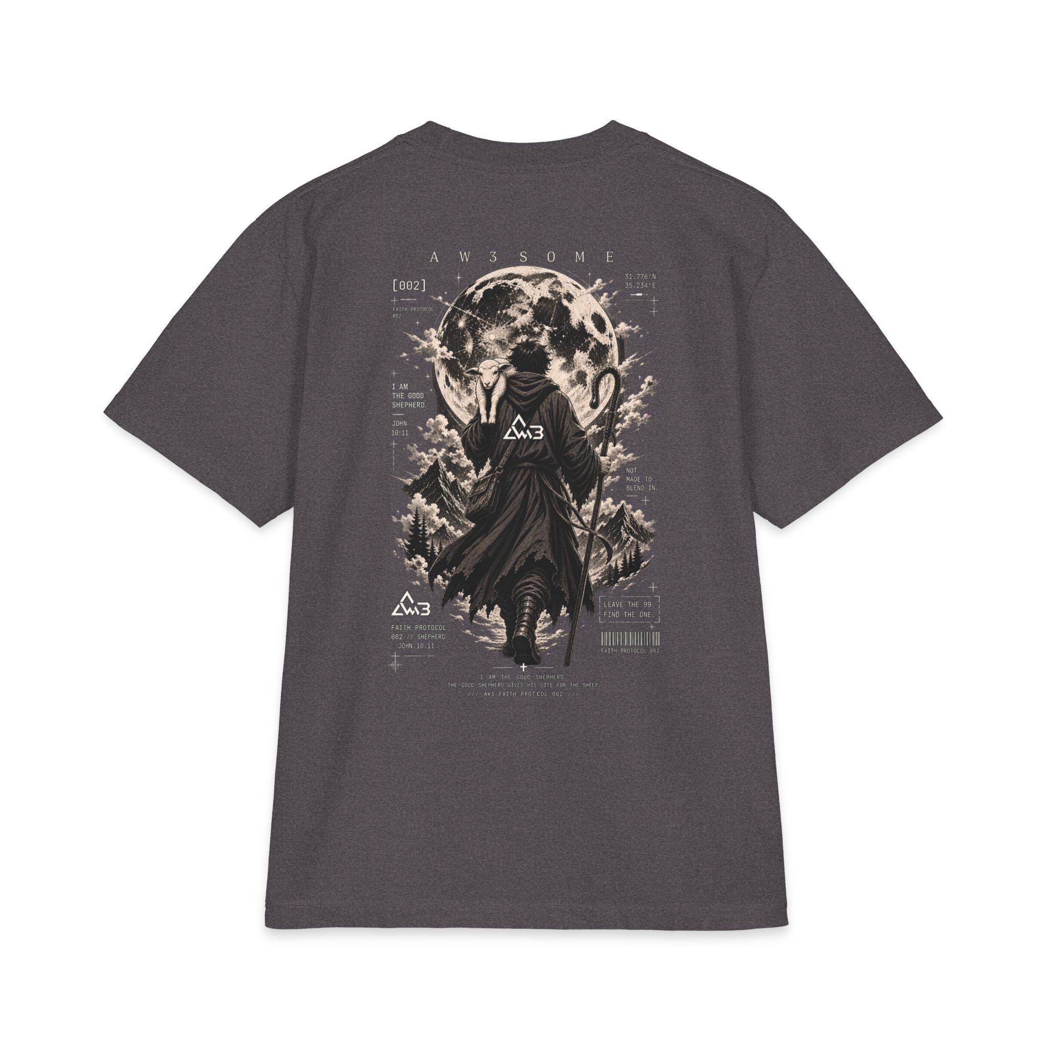 Moonlit Wanderer Graphic Tee — Mystical Cloaked Figure T-Shirt